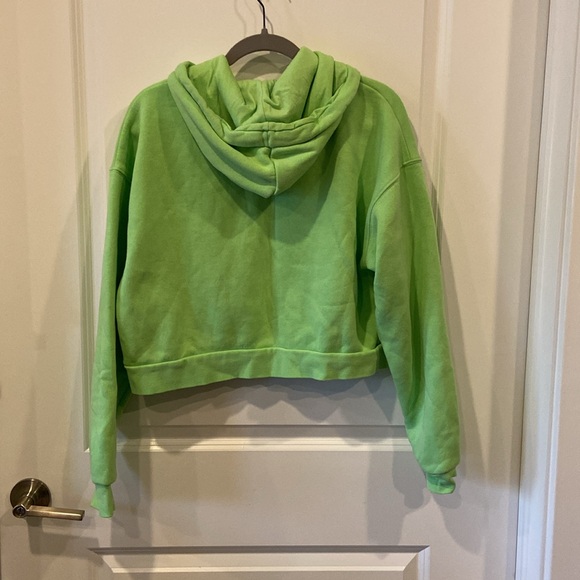 Under Armour Lime Green Crop Zip-Up Hoodie L - Picture 5 of 6